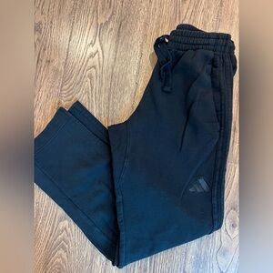 EUC Women ADIDAS Fleece Sweatpants Straight Leg Black XS Loose Fit split hem